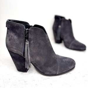 RAG & BONE Margot Suede Leather Ankle Booties 3.5” Heel Boots EU 37.5 | US 7.5